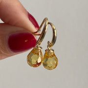 Solid 9 Carat Yellow Gold Yellow Cubic Zirconia Earrings - Empaness