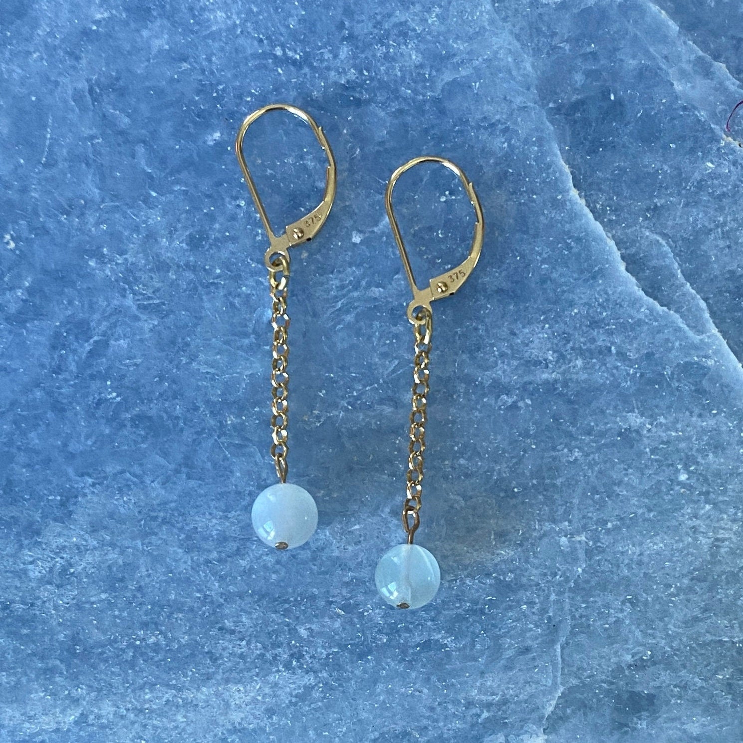 Solid 9 Carat Yellow Gold Moonstone Earrings - Empaness